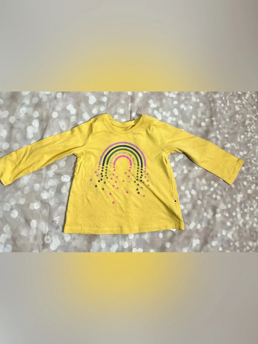 GAP Yellow Long-Sleeve Rainbow & Star Graphic Tee